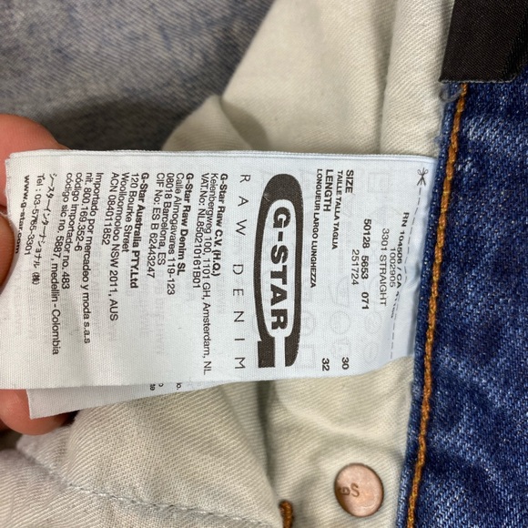 G-Star Raw Button Fly 3301 Deconstructed Straight Jeans Size 30x32 Excellent - Picture 6 of 16